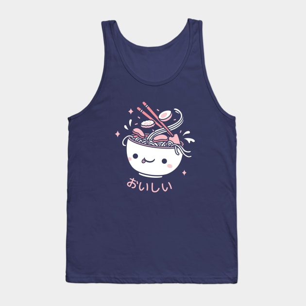 Cute Ramen Spilling Toppings Oishii Tank Top by rustydoodle